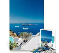 Puzzle 1000 pièces Vue de Santorin Jeu Amusant et ludique grâce à sa Technologie de découpe Laser avancée (38x52cm) Jouet d'intérieur idéal pour Les fêtes
