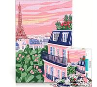 Puzzle 1000 pièces Vue des toits de Paris avec la Tour Eiffel Jeux de détente Décompression intellectuelle Collection d'artistes Beaux-Arts 38x26cm