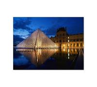 Puzzle 1000 pièces，Vue Nocturne de la Pyramide du Louvre à Paris，Puzzle 1000 Pieces Enfant Grands Loisirs de Vacances ， Jeux interactifs en Famille（38x26cm）-N13