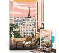 Puzzle 1000 pièces Vue sur Balcon à Paris,Articulation Fine,Jeu de réflexion Amusant et Calme,décoration de Noël,Cadeau (38x52cm)