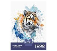 Puzzle 1000 Pièces Watercolor Tiger Puzzle Adulte Jeu Manuel pour S'amuser en Famille Cadeaux Uniques pour Un Anniversaire Et Noël 38x26cm/1000pcs