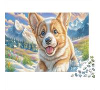 Puzzle 1000 pièces Welsh Corgi Chien à Pattes Courtes Développe compétences cognitives et Concentration Carton Premium pour Adolescents 38x26cm/1000pcs