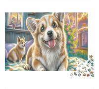 Puzzle 1000 pièces Welsh Corgi Chien à Pattes Courtes Développe compétences cognitives et Concentration Carton Premium pour Adolescents 38x26cm/1000pcs