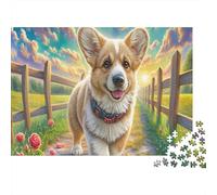 Puzzle 1000 pièces Welsh Corgi Chien à Pattes Courtes Exercice cérébral Développe compétences cognitives Carton Premium pour Adolescents 52x38cm/1000pcs