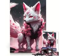 Puzzle 1000 pièces Whait Sakura Kitsune pour Adolescents, activité de Loisirs et d'exercice Intelligent, Assemblage sans Couture, Cadeau d'anniversaire (38x52cm)