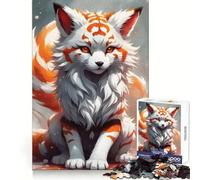 Puzzle 1000 pièces Whait Sakura Kitsune pour Adolescents Entraînement à la réflexion et à la Pleine Conscience Idée Cadeau saisonnière aux Bords Nets (38x26cm)