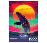 Puzzle 1000 Pièces Whale Jumping Sunset Puzzles pour Adultes, Jouet, Décoration Murale, Course De Vitesse Manuelle, Idéal comme Cadeau pour Toute La Famille 38x26cm/1000pcs