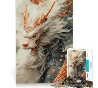 Puzzle 1000 pièces White Dragon Samurai pour Adultes,Jeu de mémoire,Assemblage précis sans espaces,activité apaisante pour Une Pause mentale (38x26cm)
