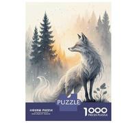 Puzzle 1000 Pièces White Fox in Misty Forest Puzzles pour Adultes - Cadeau d'anniversaire - Jeu Difficile Et Stimulant - Cadeaux 70x50cm/1000pcs