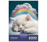 Puzzle 1000 Pièces White Kitten Sleeping Puzzle Adulte, Casse-tête, Découpe De Précision, Cadeau Unique pour Anniversaire Et Noël 38x26cm/1000pcs