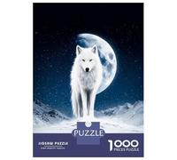Puzzle 1000 Pièces White Wolf Under The Winter Moon pour Adolescents - Jeu De Réflexion - Cadeaux pour Femmes - Idées Cadeaux Uniques pour Un Anniversaire Ou Noël 70x50cm/1000pcs