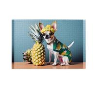 Puzzle 1000 pièces Whjdpp Chihuahua Chien Ananas Dessin éducatif intellectuel en bois Puzzles amusants Jeu anti-stress