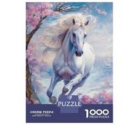 Puzzle 1000 Pièces Wild White Horse in Winter Puzzle Adulte Jeu Manuel pour S'amuser en Famille Cadeaux Uniques pour Un Anniversaire Et Noël 52x38cm/1000pcs