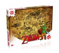 Winning-Moves Puzzle 1000 pièces Zelda Hyrule - Carte vintage 33,2x22,6 cm Paysage marron