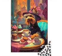 Puzzle 1000 Pièces Witch Dog Halloween Party Puzzle Adulte, Casse-tête, Découpe De Précision, Cadeau Unique pour Anniversaire Et Noël 38x26cm/1000pcs