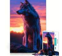 Puzzle 1000 pièces Wolf Aesthetic Sunset Entraînement cérébral ludique Pièces précises et sans Couture Passe-Temps Fascinant pour Les Moments de détente (38x26cm)