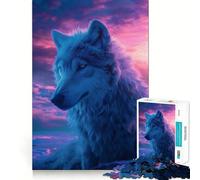 Puzzle 1000 pièces Wolf Aesthetic Sunset,Jeu de mémoire Amusant,Surface Lisse sans bavures,défi divertissant pour Les Loisirs (38x52cm)