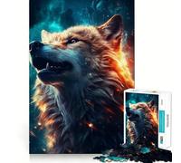 Puzzle 1000 pièces Wolf Dreamy Nebula Space,Jeu de réflexion et d'exercice,Assemblage précis,sans espaces,défi cérébral interactif pour la Maison (38x26cm)