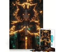 Puzzle 1000 pièces Wolf Girl Neon Katana,Jeu de réflexion de qualité supérieure,découpé au Laser,pour Un Moment de Calme et d'exercice Mental à la Maison (50x75cm)