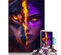 Puzzle 1000 pièces Wolf Girl pour Adolescents, Anti-Stress, défi Difficile, décoration d'intérieur Unique et Cadeaux (75x50cm)