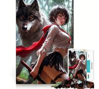 Puzzle 1000 pièces Wolf Girl pour Adultes Réfléchissez,entraînez-Vous,jouez,Assemblage serré,Aucune pièce ne se détache Cadeau Unique pour soulager Le Stress (38x52cm)