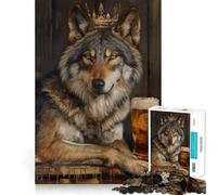 Puzzle 1000 pièces Wolf King Crown Pint Beer pour Adultes Réfléchissez,entraînez-Vous,jouez,Assemblage serré,Aucune pièce détachée Cadeau Unique pour soulager Le Stress (38x26cm)
