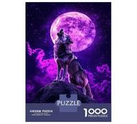Puzzle 1000 Pièces Wolf Moon Night Howl Puzzles pour Adultes, Jeu Familial, Améliore La Mémoire, Offrez-Les en Cadeau À Toute La Famille 38x26cm/1000pcs