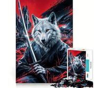Puzzle 1000 pièces Wolf Samurai Japan Jeu de réflexion et d'exercice Emboîtement précis sans espaces Défi cérébral interactif pour la Maison (38x26cm)