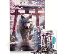 Puzzle 1000 pièces Wolf Spirit Sakura Torii,Jeu de logique et de réflexion,découpe Experte,Artisanat d'exception,Exercice Mental Calme à Faire à la Maison (50x75cm)