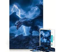 Puzzle 1000 pièces Wyverne Blanche dans la tempête Découpe Laser pour Un Assemblage Parfait Activité de Partage et de Concentration idéale pour Les Proches (38x52cm)