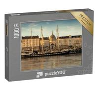 Puzzle 1000 pièces XXL « Bateau amarré dans Le Port de Nantes avec la Ville en arrière-Plan. Quai de la Fosse »
