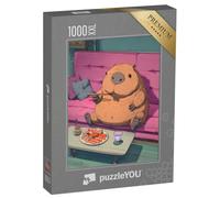 Puzzle 1000 pièces XXL « Capybara dégustant Les sushis sur Le canapé »