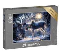 Puzzle 1000 pièces XXL « Cerf de Noël dans la forêt hivernale »