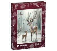 Puzzle 1000 pièces XXL « Cerf Magique dans la forêt hivernale »
