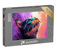 Puzzle 1000 pièces XXL « Chat Curieux dans Une frénésie de Couleurs »
