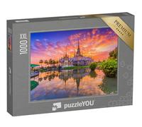 Puzzle 1000 pièces XXL « Coucher de Soleil sur Le Temple Wat Thai, Thaïlande »