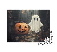 Puzzle 1000 pièces XXL « Deux Amis à Halloween, Citrouille et fantôme »