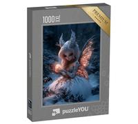 Puzzle 1000 pièces XXL « Elfe de Noël Magique avec des Ailes et des Cornes dans la forêt d’Hiver »