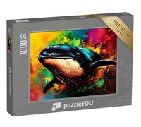 Puzzle 1000 pièces XXL « Grande Baleine Bleue dans la mer de Couleurs »