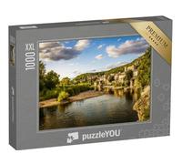 Puzzle 1000 pièces XXL « La rivière Ardèche et Le Vieux Village de Vogüé au Coucher du Soleil »
