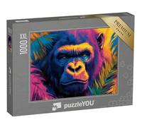 Puzzle 1000 pièces XXL « Le Gorille se Cache dans l’Herbe colorée de la Jungle »