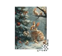 Puzzle 1000 pièces XXL « Les Enfants Lapins examinent Le Sapin de Noël »