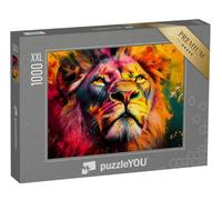 Puzzle 1000 pièces XXL « Lion du Pop Art : Rugissement coloré de la Nature »