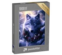 Puzzle 1000 pièces XXL « Loup de Noël dans la forêt hivernale »