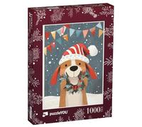 Puzzle 1000 pièces XXL « Mignon Chien en Tenue d'hiver »