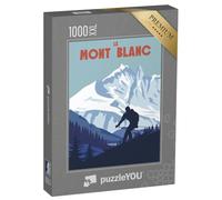 Puzzle 1000 pièces XXL « Mont Blanc Ski Area Poster, Retro. Carte de Voyage d'hiver des Alpes »