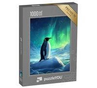 Puzzle 1000 pièces XXL « Pingouin sous Le Charme des aurores boréales »