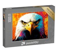 Puzzle 1000 pièces XXL « Pygargue à Queue Blanche en Couleur Pop Art éclaboussure »