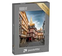 Puzzle 1000 pièces XXL « Rue étroite de la Ville médiévale de Vannes, sur la côte Atlantique du Morbihan, en Bretagne »