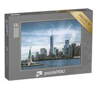Puzzle 1000 pièces XXL « Statue de la Liberté, Ligne d'horizon de Manhattan, One World Trade Center, New York City »
